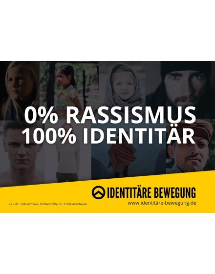 Aufkleber "0% Rassismus - 100% Identitär" (100 Stk.)